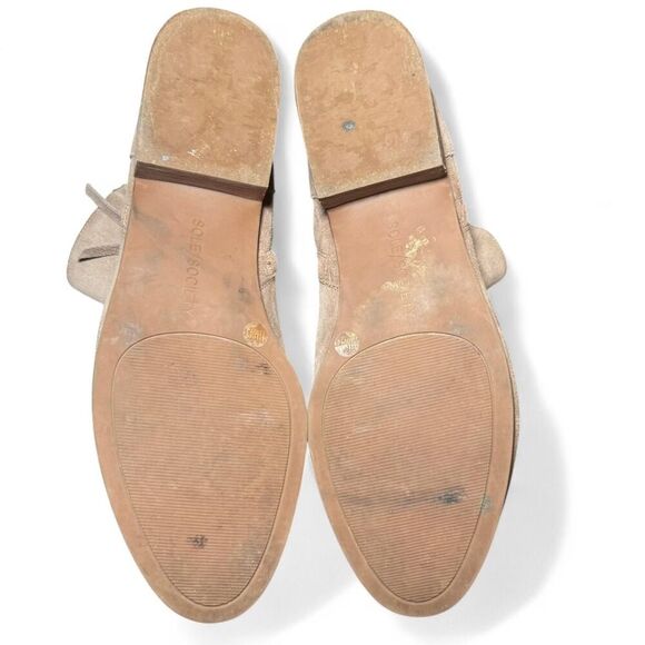 Sole Society Women’s 11 Gray Suede Ankle Boots Side Zip Low Heel Leather Upper - Picture 3 of 7